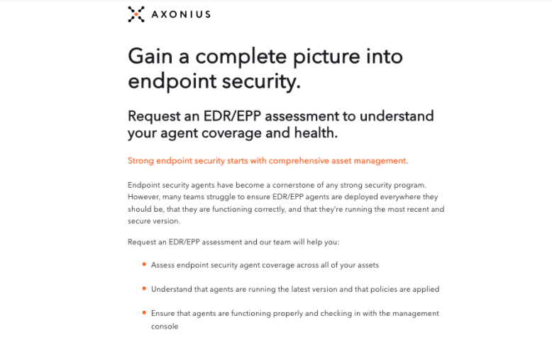 Axonius EDR/EPP assessment